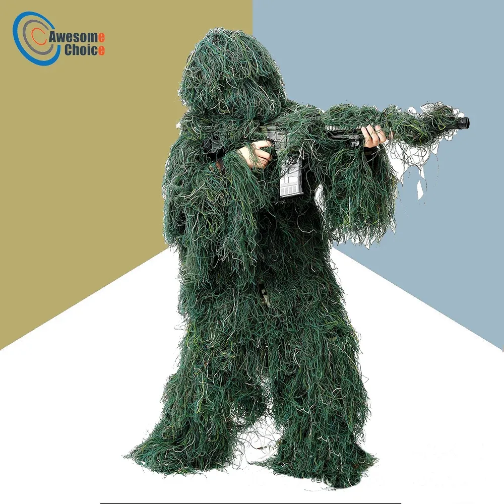 Chaussures 3d chasse ghillie costume de tireur d'élite tactique camouflage militaire armée tirant des vêtements de jungle