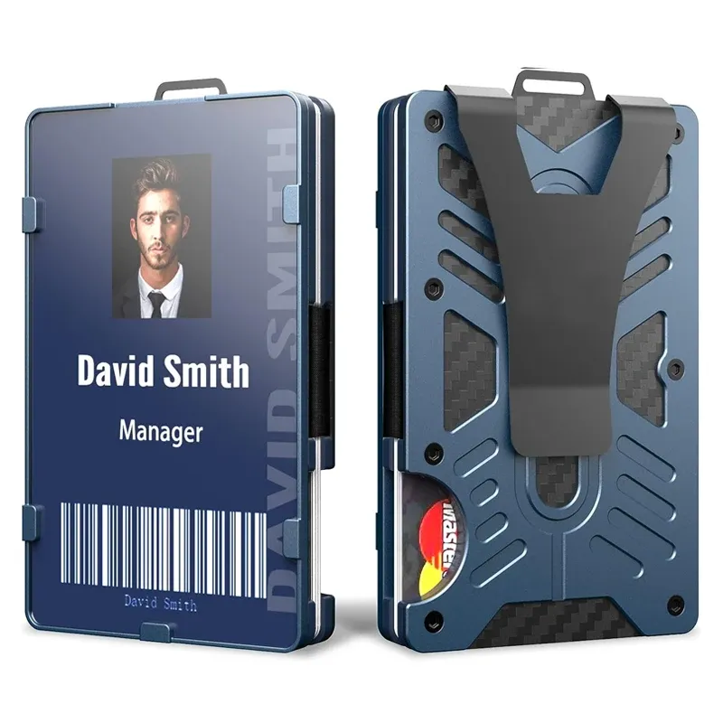 Holder Card Holder Aluminium Case Money Antitheft Carbon Fiber Metal Card Holder For Men Badge Holder Card Holder Wallet Holder