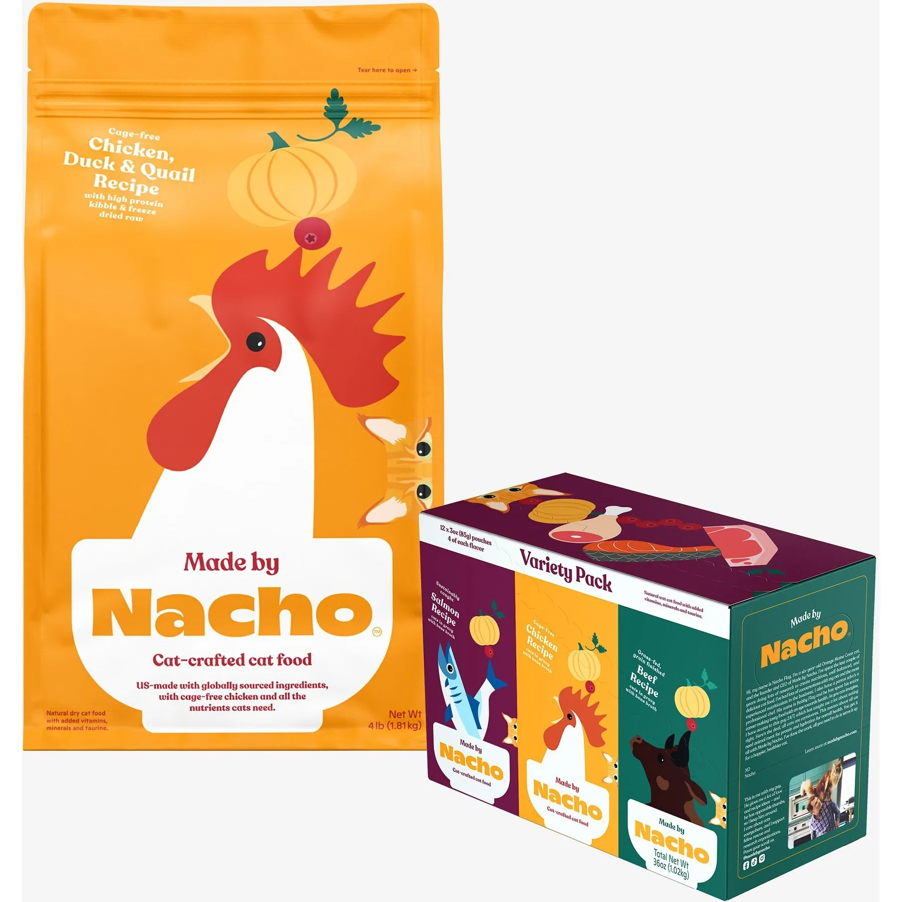 Made by Nacho Cage-Free Chicken, Duck & Quail Recipe Dry, Wet &  Freeze-Dried Variety Pack Cat Food from Dhgate Cat Wet Food - price 44.58