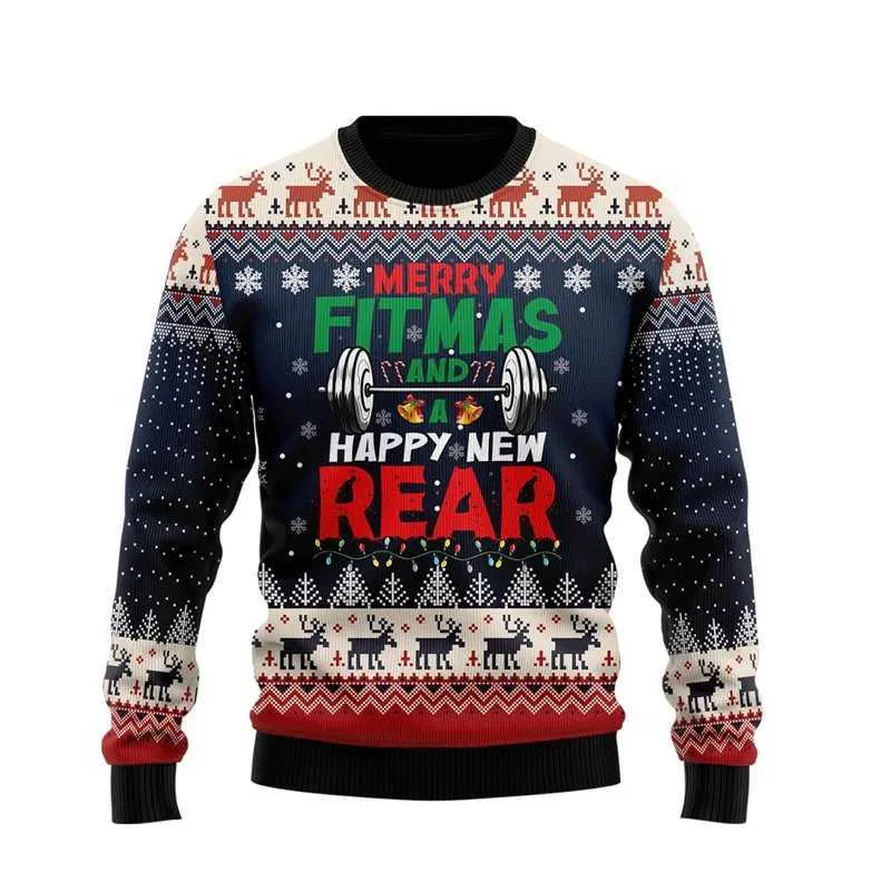 Fitness Weight Lifting Ugly Christmas Sweater 2025 Fitness Ugly