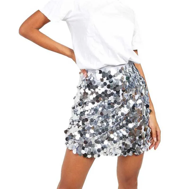 Skirts Xingqing Glitter Sequin Skirt Women Summer Solid Color High Waist Bodycon Mini Skirts Sexy Ladies Evening Party Skirt Clubwear Y240420