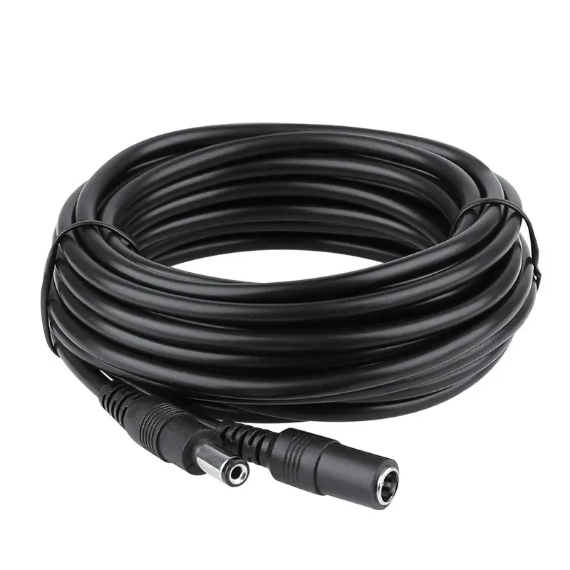 Ny 2024 DC12V Power Extension Cable 2.1/5.5mm kontakthane till kvinna för CCTV Security Camera Black Color 16.5Feet 5M 10M Power CableFor