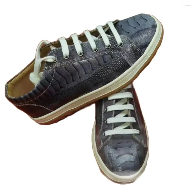 Sapatos casuais Batmo 2024 Chegada Avestruz de moda Skin Homens Causal Sneakers de couro genuíno PDD249