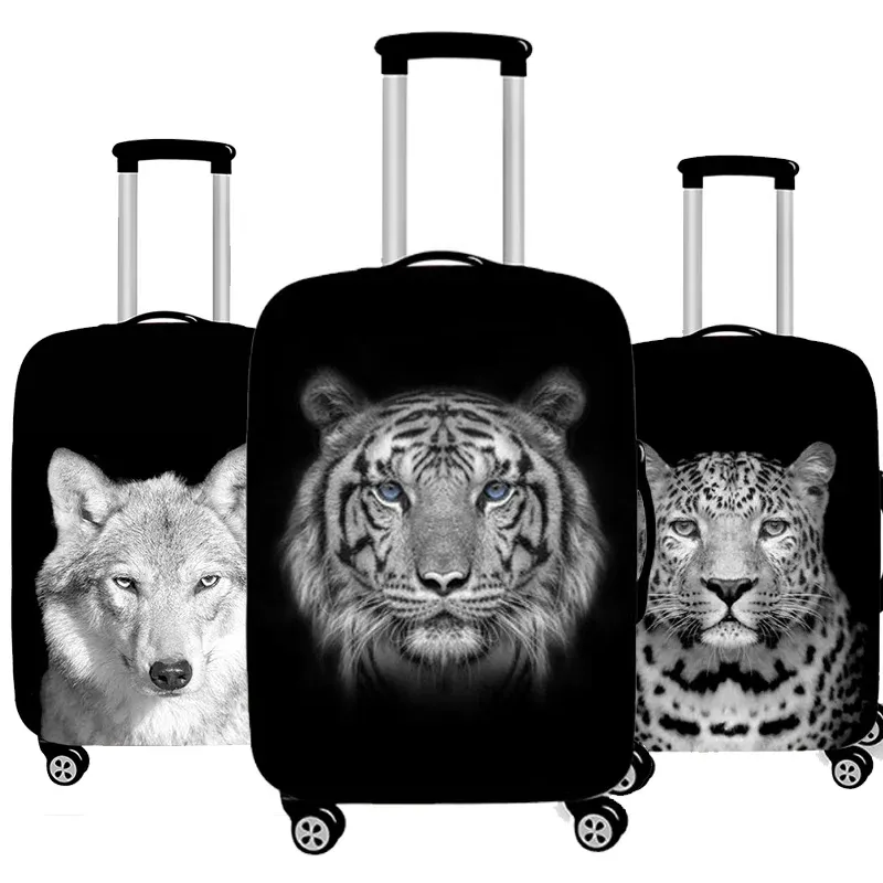 Accessoires Black White Animaux Lion Tiger Travel Varigne de protection Couvre de protection Bugage ACCESSOIRES DE VOYAGE ACCESSOIRES ÉLASTIQUES COUVERCULES DE LUGGAGE ÉLASTIQUE