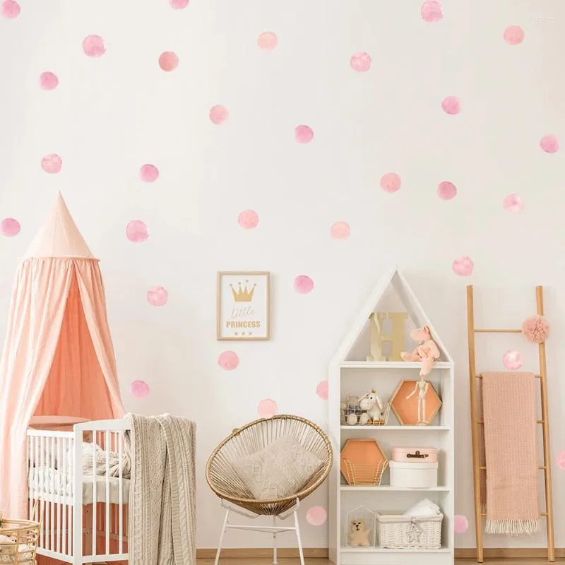 Wandaufkleber 2024 36 PCs/Set Aquarellpolka Punkt -Abziehbilder für Kinderzimmer DIY -Wohnkultur zum Schutz der Gesundheit des Babys