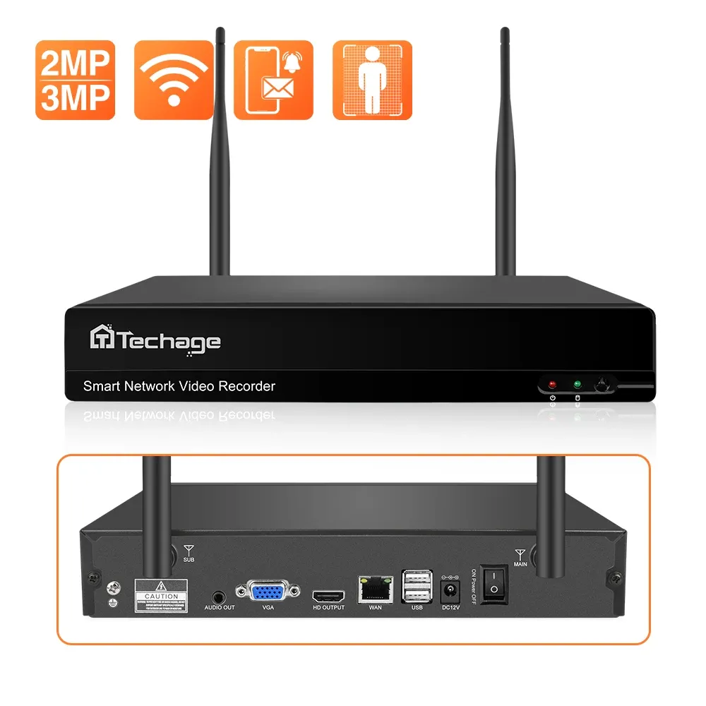 Cameras Techage H.265 1080P 3MP 8CH Wireless Network Video Recorder P2P Remote Access NVR For WiFi Video Surveillance Camera System