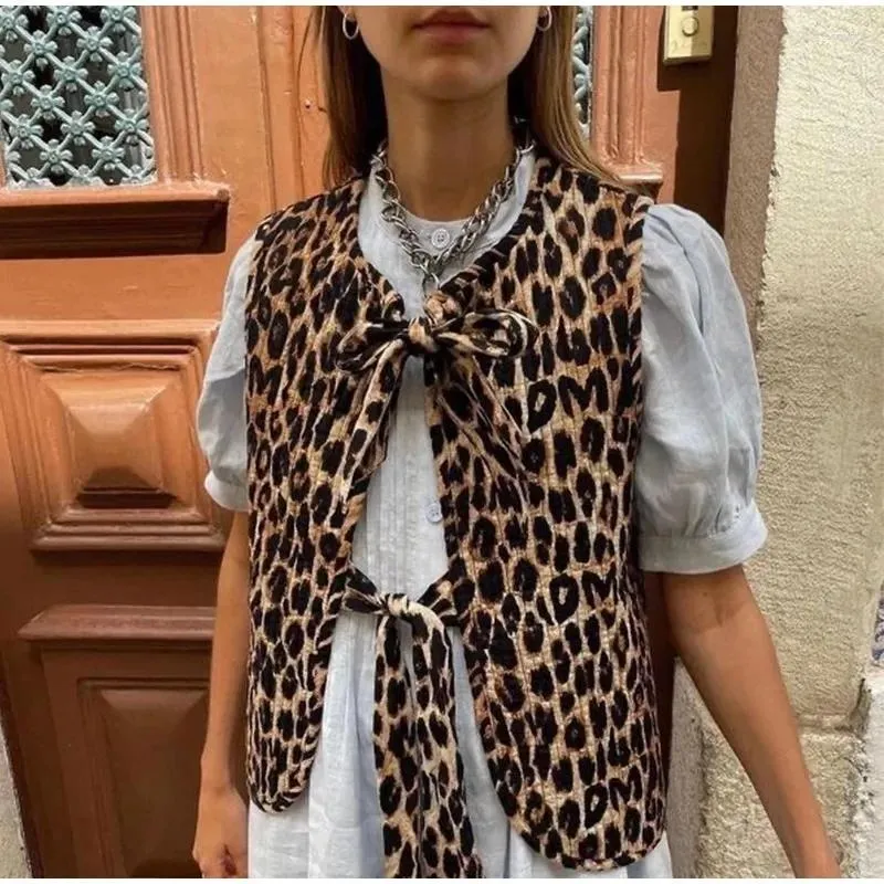 Женские жилеты Бохо вдохновленные леопардовые куртки без рукавов