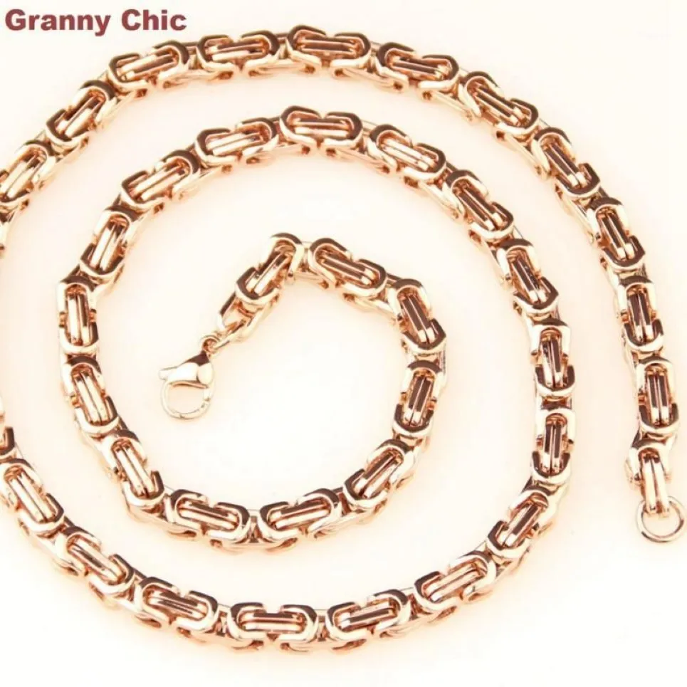 Granny Chic clássico masculino vendendo ouro rosa aço inoxidável 6 mm Chain de colar bizantino 7-40in Chains2623