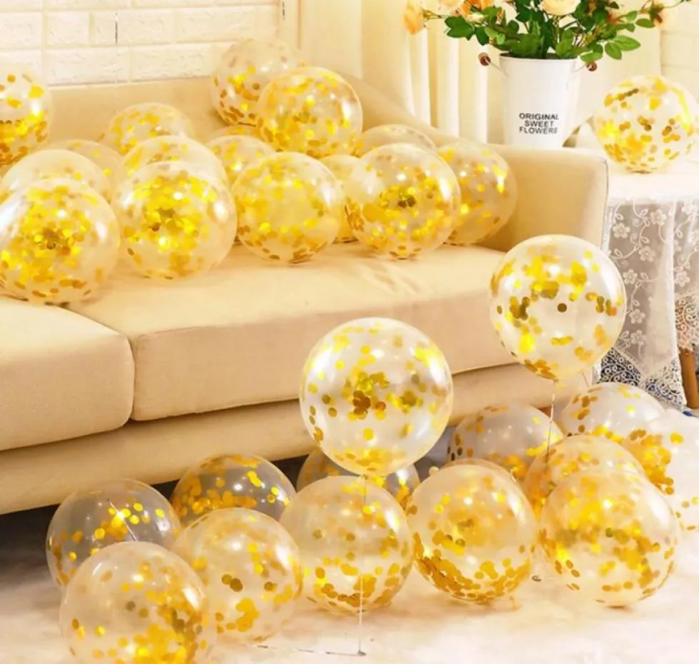 2021 Golden Transparent Bright Piece Balon Mariage Romantique Décoration Scène de mariage Scène d'anniversaire Party Decoration Supplies2653048