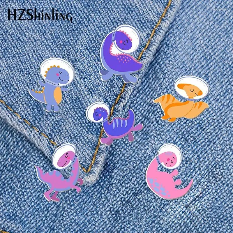 Brooches 2024 Space Dinosaur Acrylic Lapel Pin Animal Epoxy Butterfly Clasp Handmade Brooch