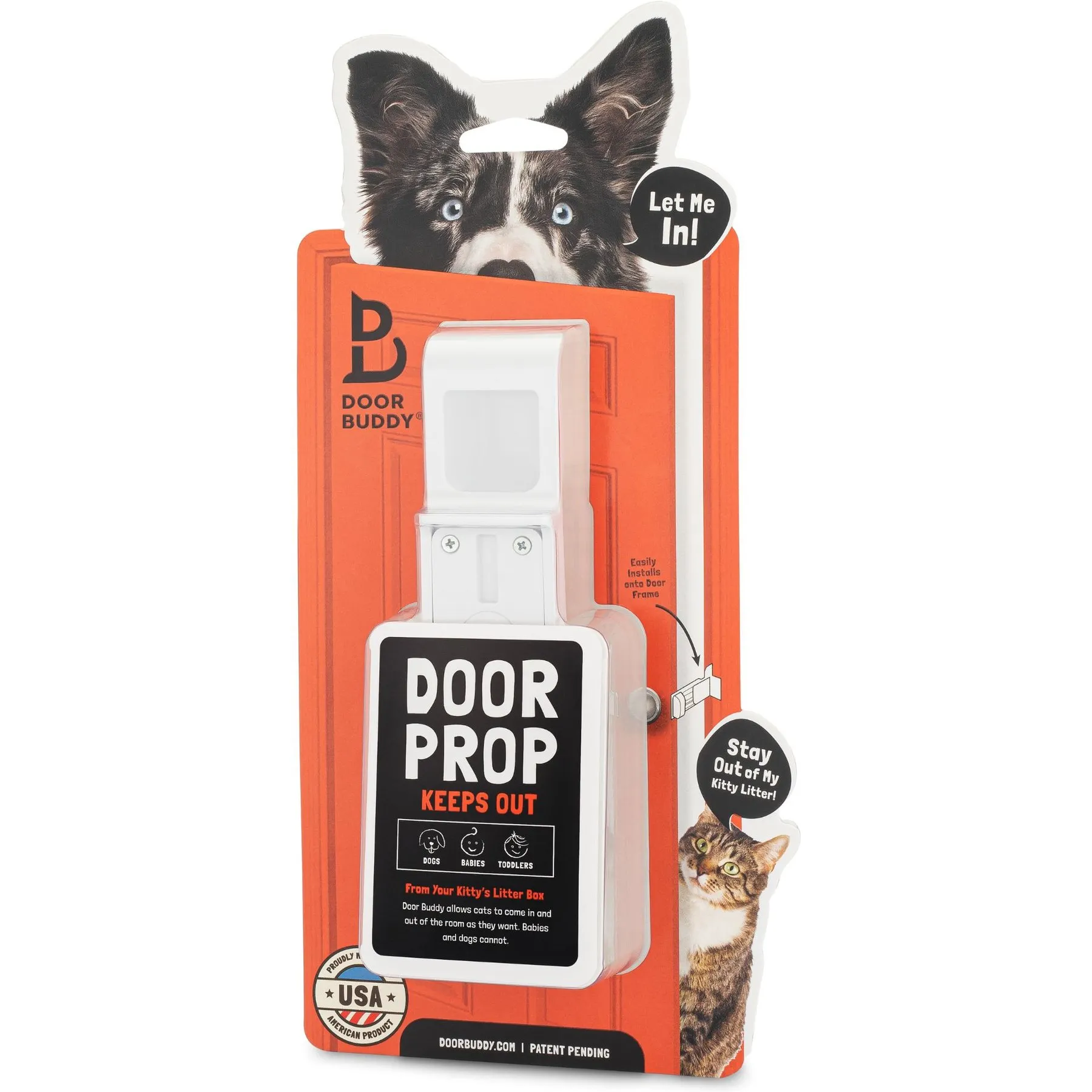 Adjustable Door Prop for Pets Keep Dogs Out, Cats In! White Finish, Shop  Now!