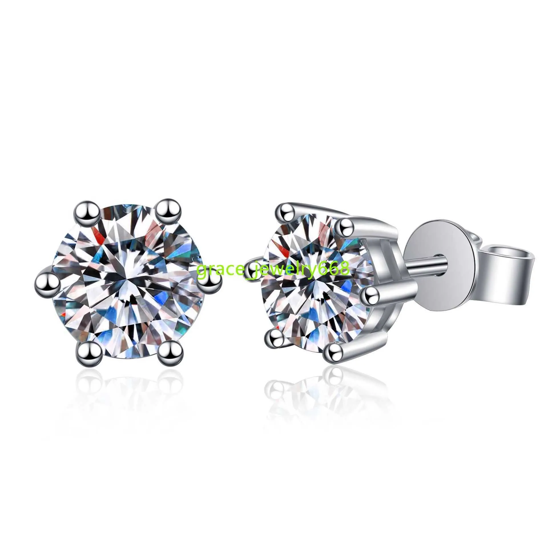 أزياء المجوهرات الجميلة 925 sterling الفضة الأقراط 2ct 4ct moissanite stud أقراط للنساء