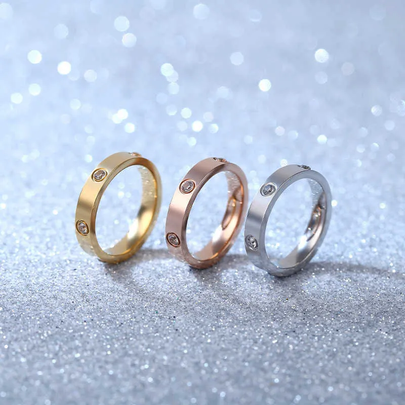 Projektant mody carter sześć diamentów stalowe stalowe męskie i damskie pierścionki w tym samym stylu elegancki temperament biżuterii zestaw biżuterii z Diamonds Złoty pierścień