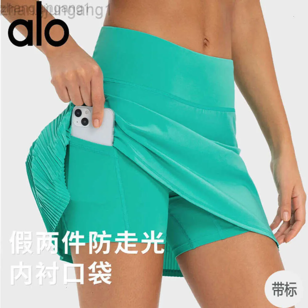 Desginer Alooo Yoga Shorts Woman Pant Top Women Tennis Womens Quick Dried Sports Badminton Short Anti High Waist Golf Half Pleated Skirt