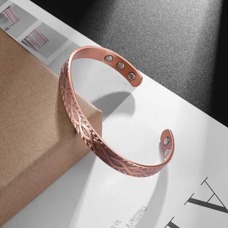 Chaîne rétro-torsadé à arc croisé Bracelet magnétique ou ouvert pour hommes et femmes Bijoux de soulagement du stress décontracté Y240420