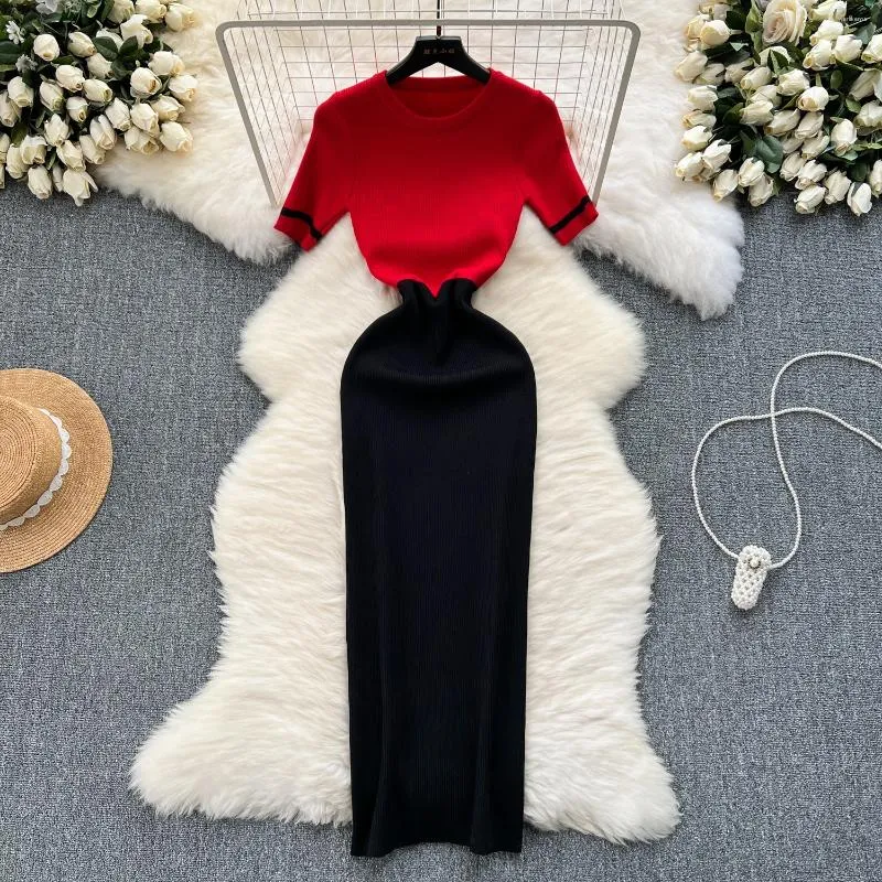 Casual Dresses Women Elegant O Neck Short Sleeve Bodycon Dress Sexy Fashion Knit Vestidos Elastic Slim Hip Wrap Sweater