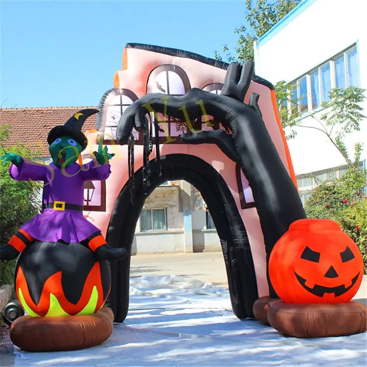 3M 10ft High opblaasbare Halloween -boog met licht voor 2024 Outdoor Halloween Concert Nightclub Stage Decoratie