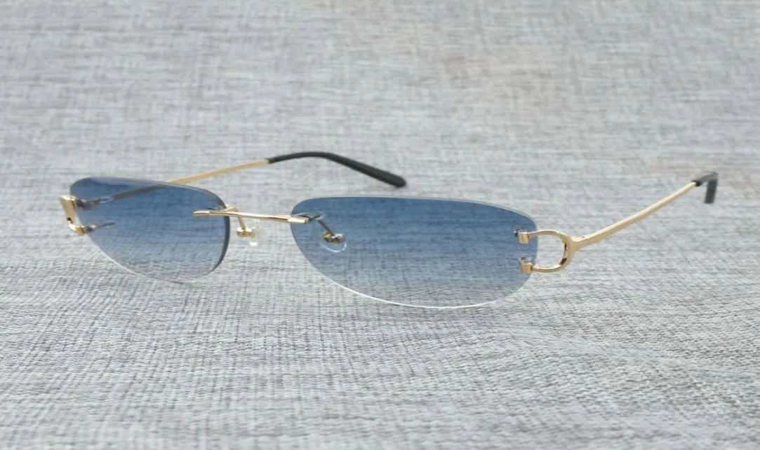 Vintage Rimless C Wire Sunglasses Hommes Eyewear Femmes pour les lunettes de luxe d'été Mennes de lunettes Oculos de Sol Las Gafas1096665