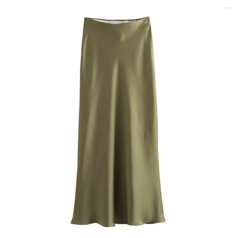 Skirts Elegant Women Skirt High Waist Satin For A-line Slim Formal Party Prom