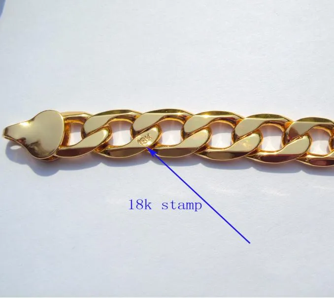 18 K SOLID GOLDGF本物の仕上げ18 Kスタンプ10mmファイン縁石キューバリンクチェーンネックレスメン039S600mm8558199