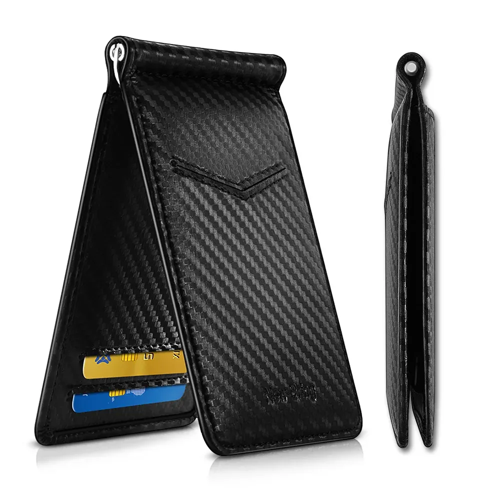 Clips Newbring Black Carbon Fiberlook Money Clip RFIDブロッキングドライバーライセンスID現金