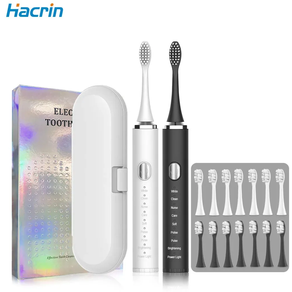 Głowice elektryczne szczoteczki do zębów Sonic Brush 8 trybów głęboko czyszczące zęby z pudełkiem do podróży dla mężczyzn i kobiet dla dorosłych USB ładunek YS01