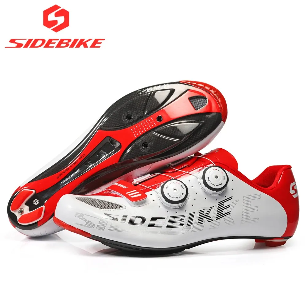 Sidebike Road Cycling Shoes Men Racing Carbon Shoes Road Bike Ultralight Self-Locking Bicycle Sneakers Breattable Professional 240417