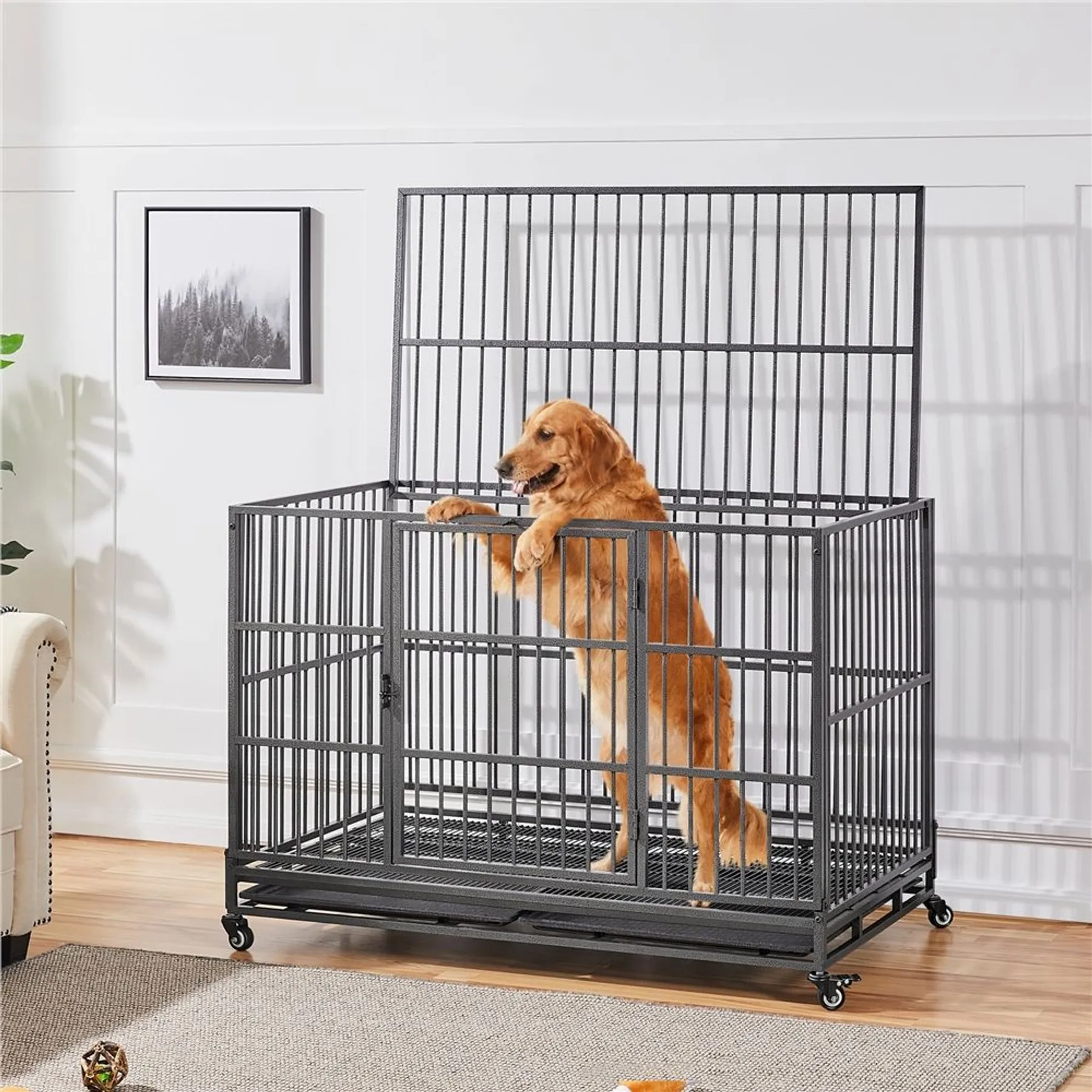 Yaheetech Indestructible Dog Crates Heavy Duty Metal Kennels For Secure ... - Cordless Dog Crate With Electric Motor For Secure Pet Containment