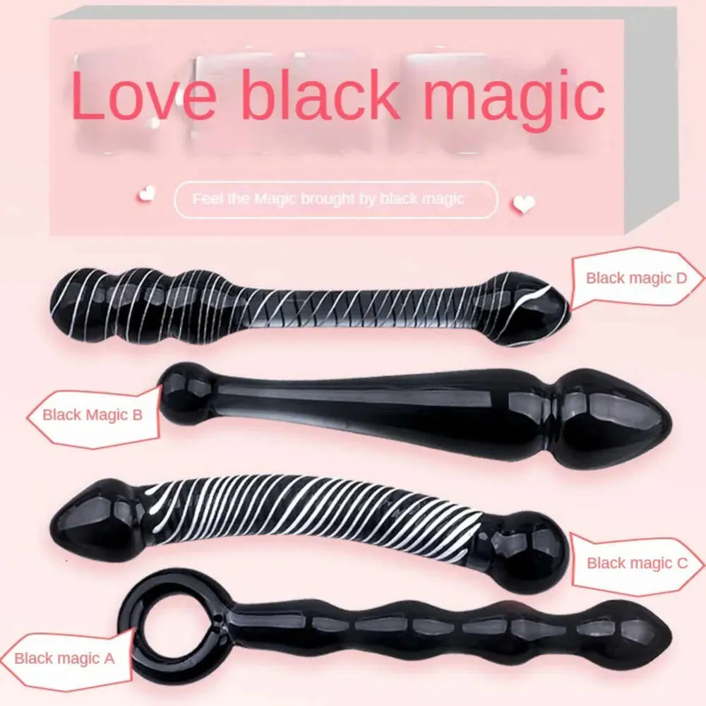 Black Crystal Glass Toys Dildo Anal Plug Gay sexy Double Beads For Men/Women Vaginal Dilation Butt