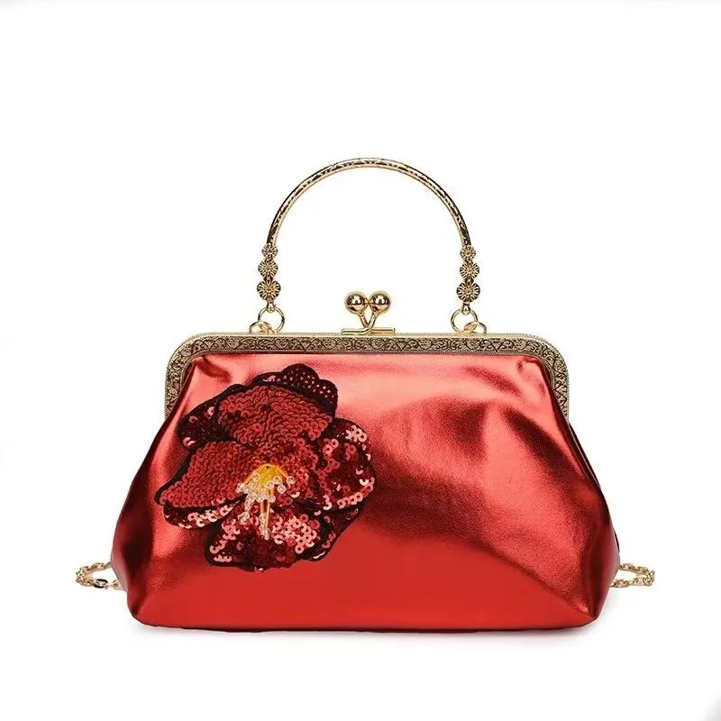 Luxury and Noble Designer Classic Sequin Shining Lacquer Leather Versatile Women's Bag Banquet Handbag