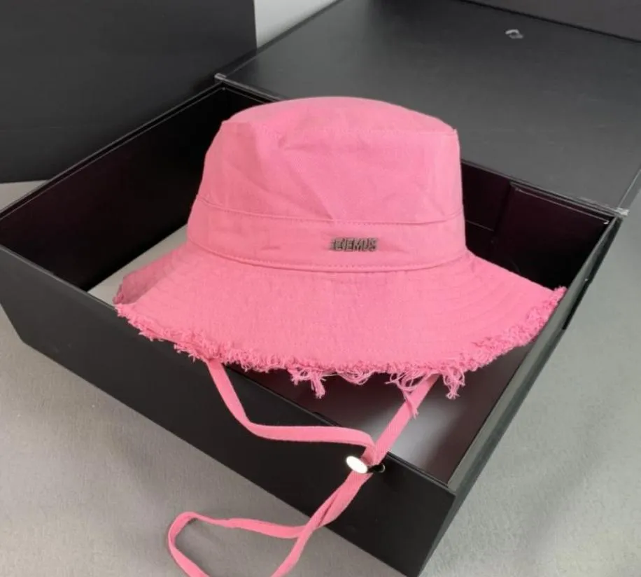 Topp hink hatt kvinnlig rosa metalllogotyp justerbar dragstring burrs solskydd hattar hink hatt hink hattar4575455