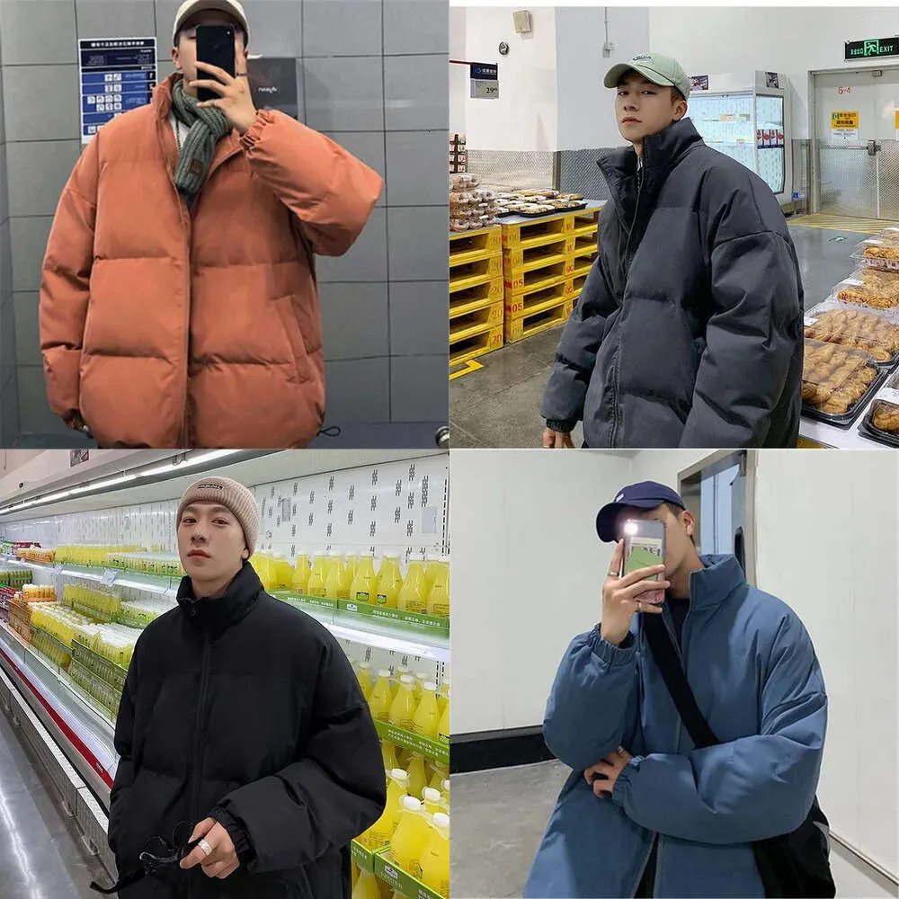 Down de la chaqueta acolchada de invierno para hombres ropa Moda coreana de pie negro de pie suelto espeso tumbon tendencia de los hombres de gran tamaño salvaje 2022 s