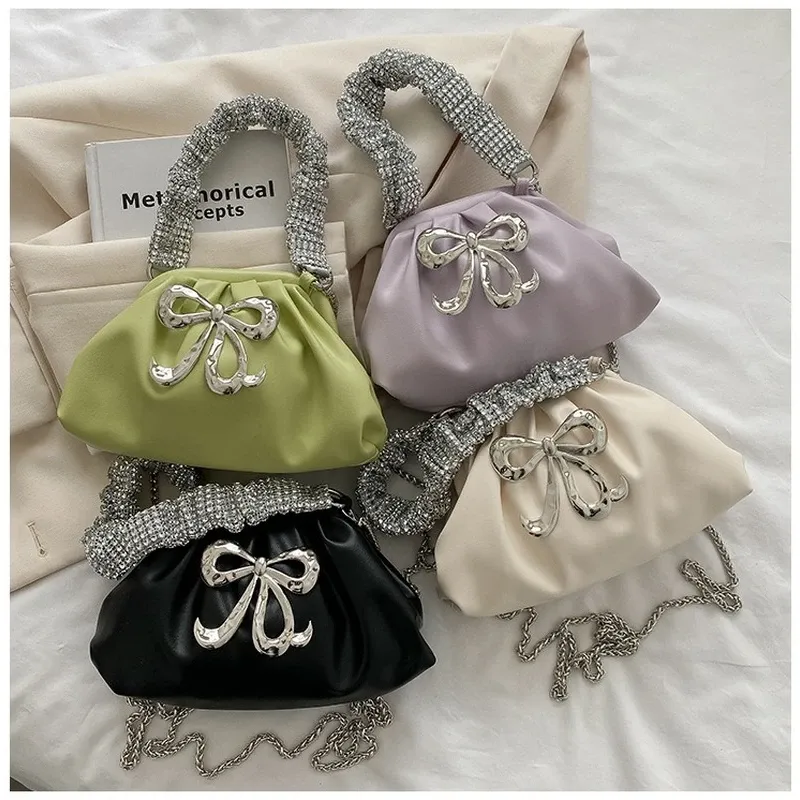 Shell 2022 New Key Mobile Phone Bag Messenger Bag Bag Bag Cloud Bag Rhinestone Bow Bag 55 Color Banquet Bage