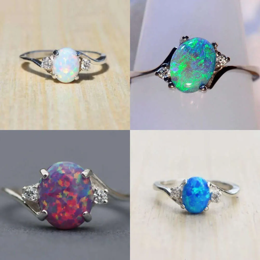 Gemstone Big Opal Rings Women Women Solitaire Wedding Ring Jewelry Will e Sandy Drop Ship Sy