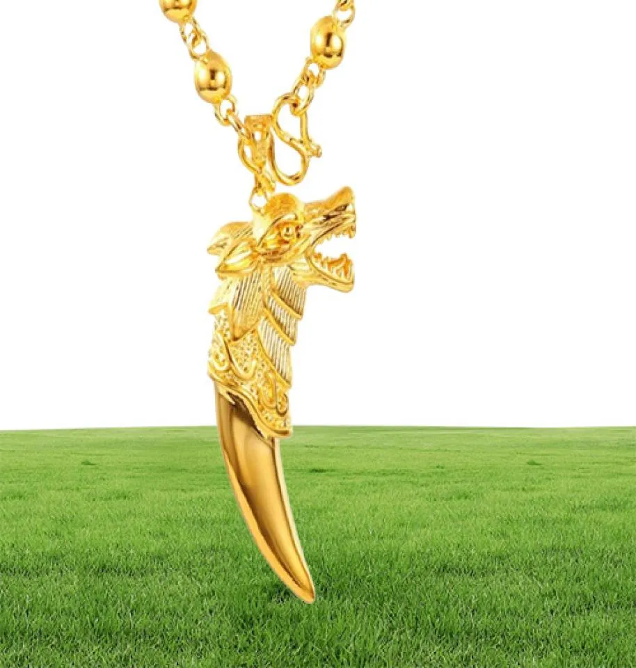 Hip Hop Style Fashion Fashion Mens Cobrizse Wolf con forma de oro amarillo de 18 quilates de joyas de joyas de colgante pesado.