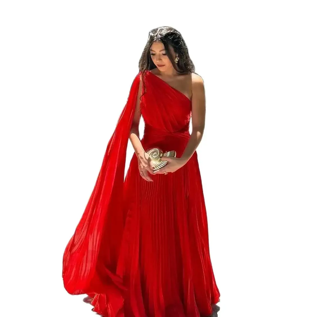 sachin and babi light blue dress White One Shoulder Chiffon Ruffled Prom Gown Formal Dress main image 1