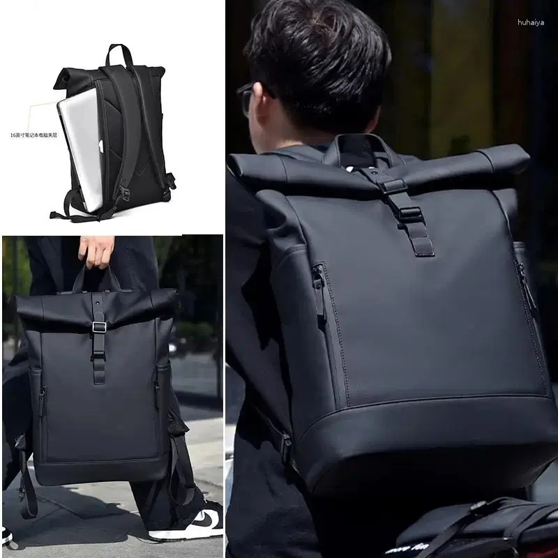 Backpack Vintage Men Roll Top Waterproof Women Travel Expandable 16 Laptop Bag Large Capacity Urban Mochilas