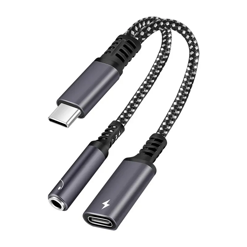 2024 2 In 1 USB C To 3.5mm Headphone Jack Adapter Type C Charge Audio Aux Adaptor for Ipad Pro Samsung S20 Ultra Note 20 10 Huawei for Ipad