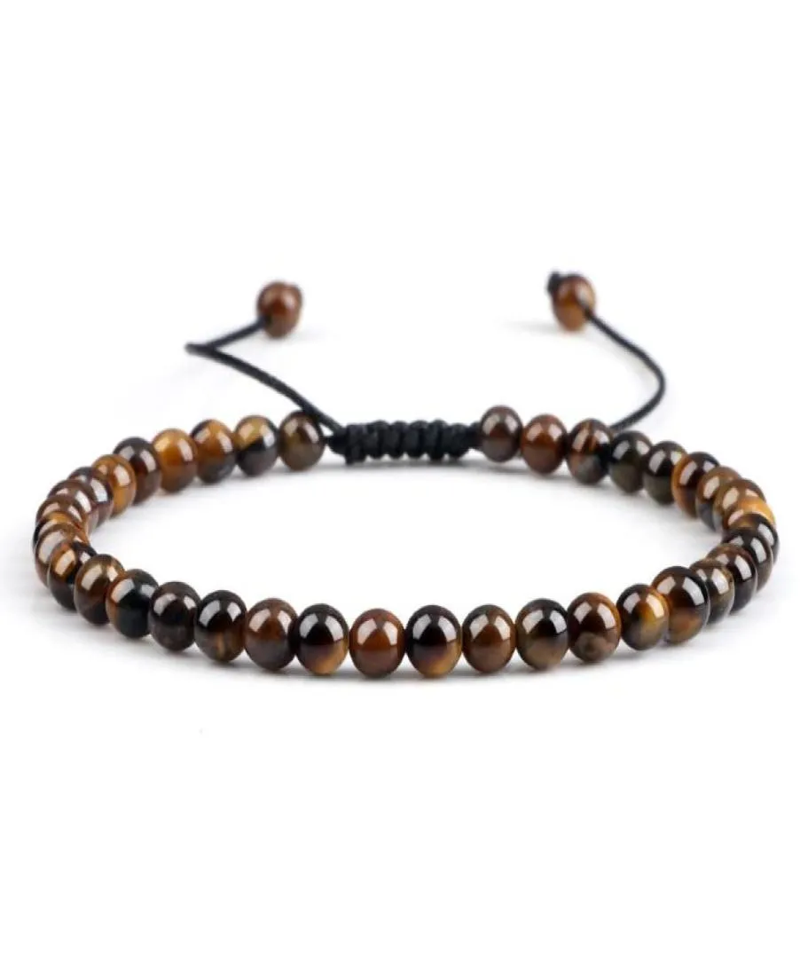 Beaded Strands Natural Tiger Eye Bracelet Handmade Mini 4mm Beads Bracelets Braided Bangles For Women Men Energy Health Protection7745289