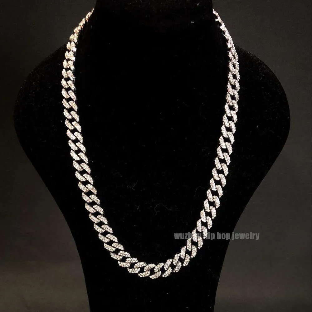 Eisiges heißes Moissanit kubanischer Hiphop -Ketten 10 -mm -Box -Verschluss Real S925 Silber Doppelreihen Idealte geschnittene Gra Moissanit Kubanische Halskette