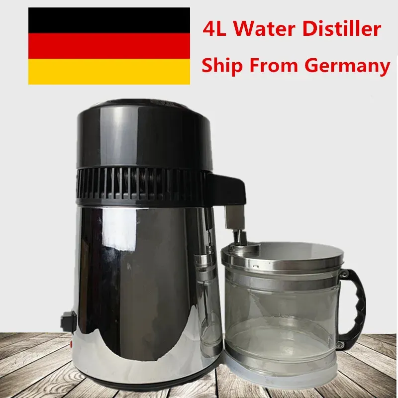 Purifikatoren 4L 750W 220240V Haus reines Wasser Destillierfilter Hine Destillation Räder Ausrüstung Edelstahlglasglas Krug