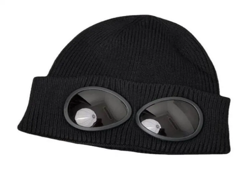 Två linsglasögonglasögon Beanies Män stickade hattar Skull Caps Outdoor Women Uniesex Winter Beanie Black Grey Bonnet Gorros3383473