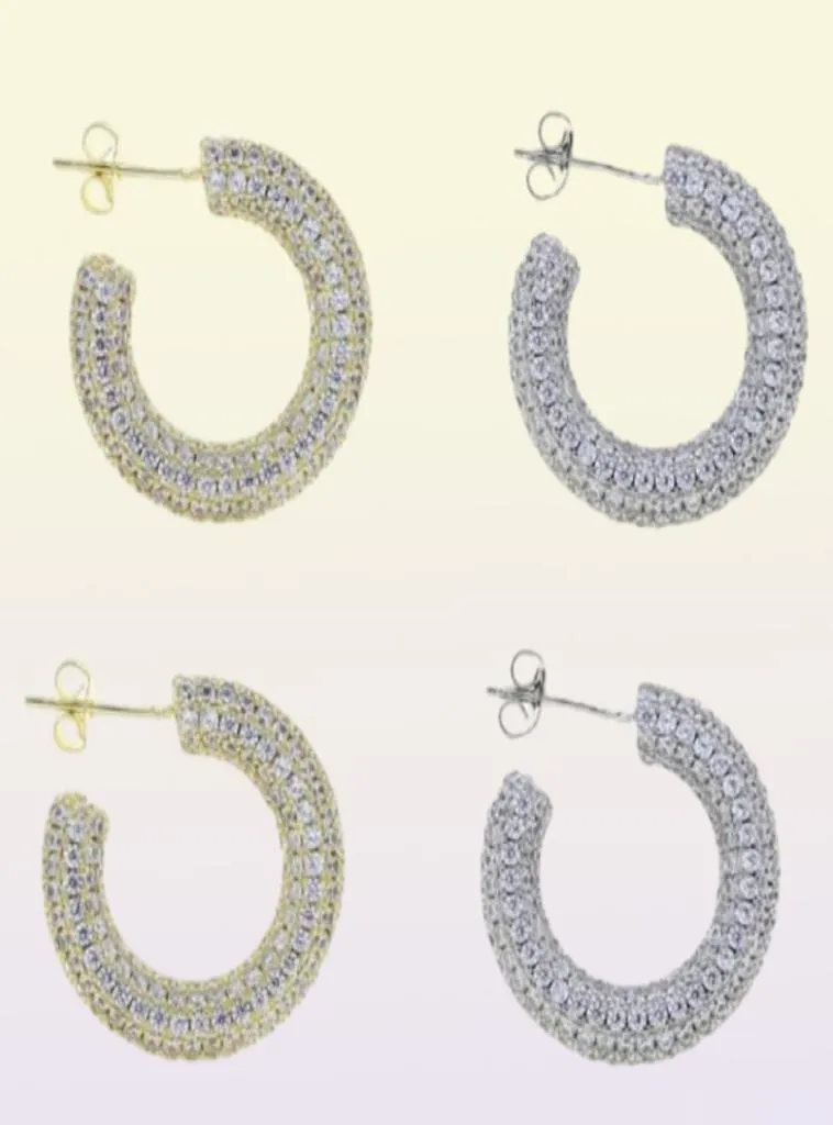 Brincos de argola Full Iced Out Bling CZ HOOPS MICRO PAVE PAVE CUBICA ZIRCONIA SPARICHAÇÃO GEOMETRIC ROUND EARRING CLIVER EARRING14753266172806