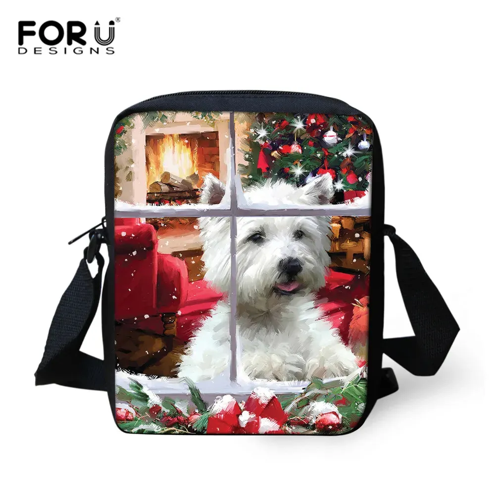 Taschen Fordensigns Weihnachtstasche Weihnachten Westie New Crossbody Book Tasche Frauen Messengerbeutel Kinder Casual Small Case Kinder Geschenk