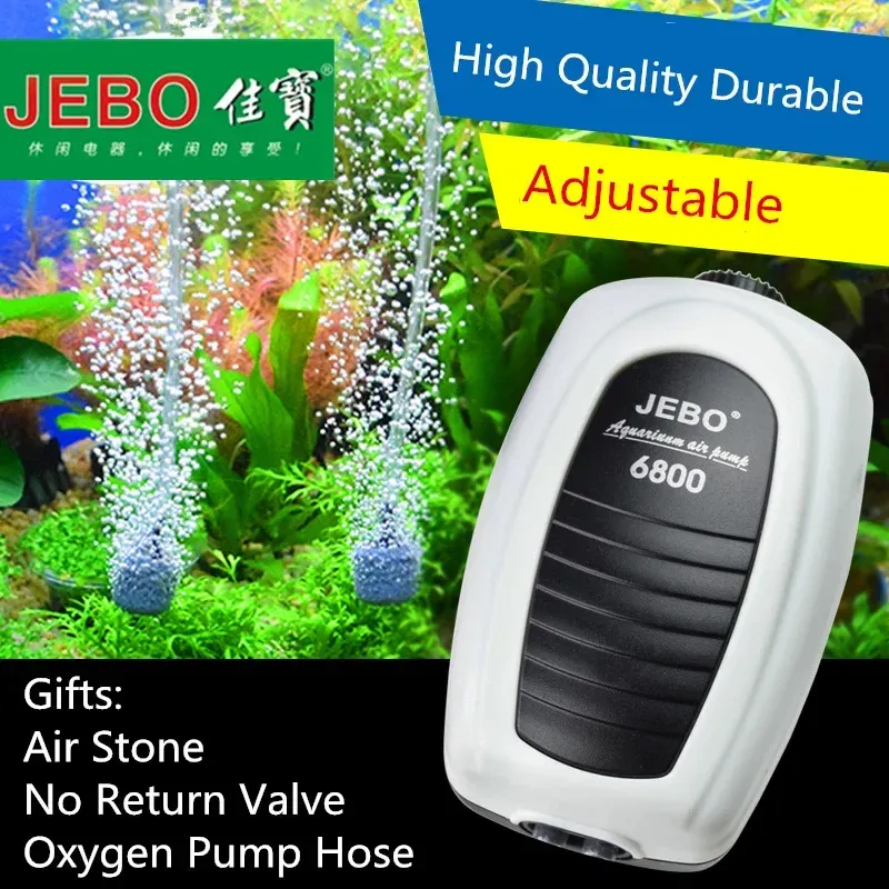 Accessoires Jebo Ultra Silent Aquarium Air Pompe Air Air Compressor Oxygen AirPump Single Double Outlet 220240V Volume d'air réglable Fish