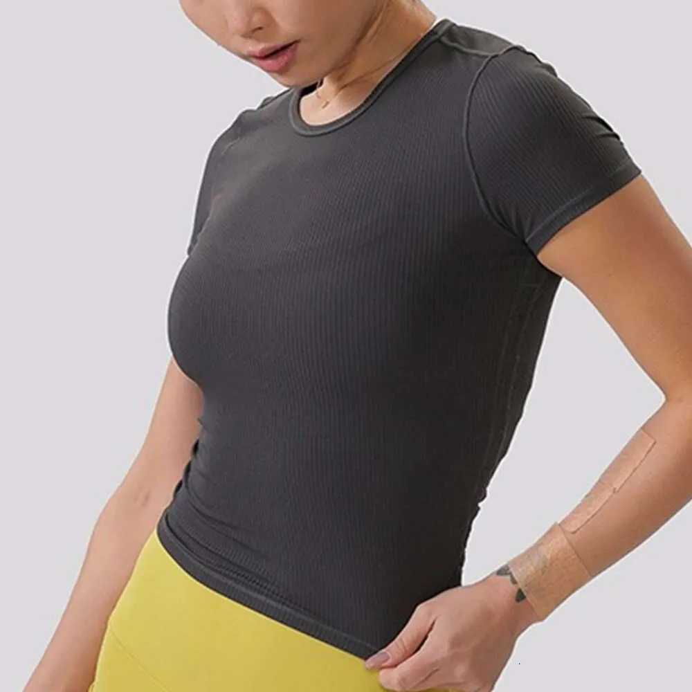 Lu Yoga Clothes Designer Women Top Quality Luxury Fashion Shirts Dress Classic Slim Short Sleeve Elastic DrieyTシャツ屋外スポーツフィットネス