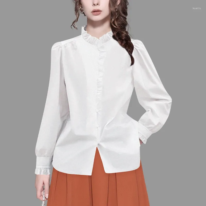 Женские блузки моды женский весенний лето белый хлопковой блуз