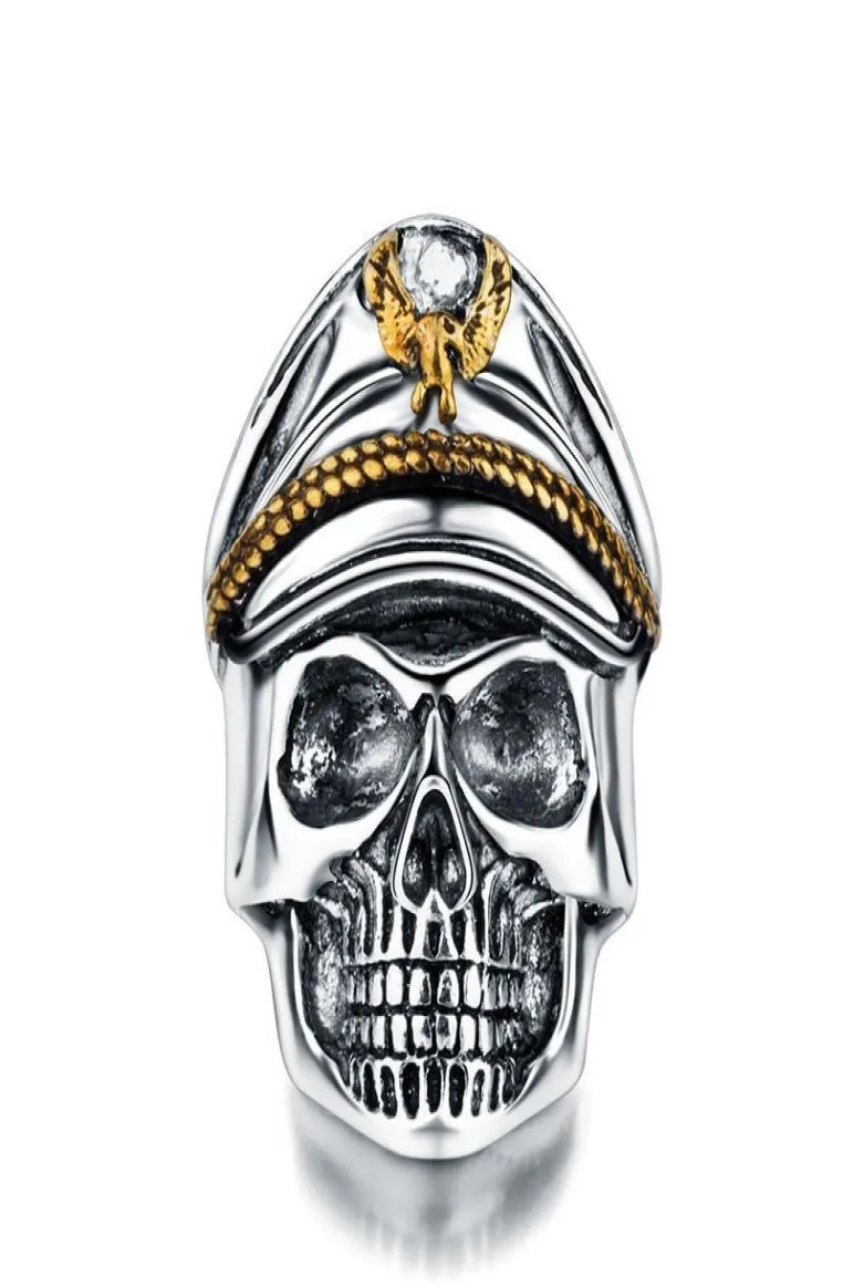 Silver World World Soldier Anniversary Rings Rings Punk Rock Skull Ring Biker Men Jewelry2912465