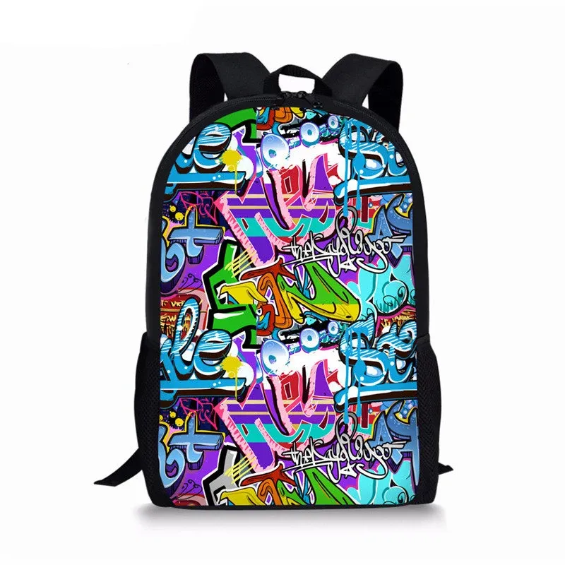 Sacs Personnalité Graffiti Sac à dos Étudiants Sac à écoles pour adolescents filles sac sac pack de dessins dessinations scolaires Rucksack 16 pouces