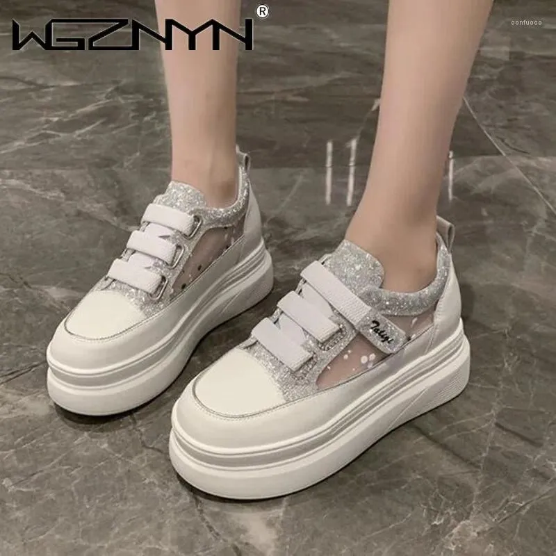 Casual Shoes Women's Platform Female Moccasin Round Toe Modis Wedge Basket 2024 Sneaker All-Match Clogs Genuine Leather Summer